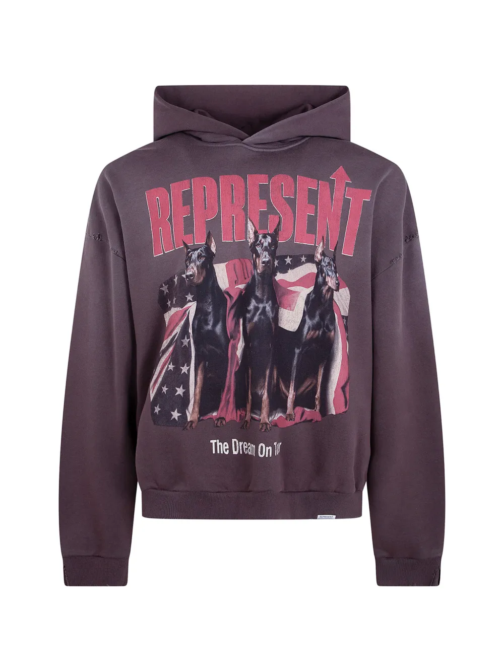 Represent graphic-print cotton hoodie - Black