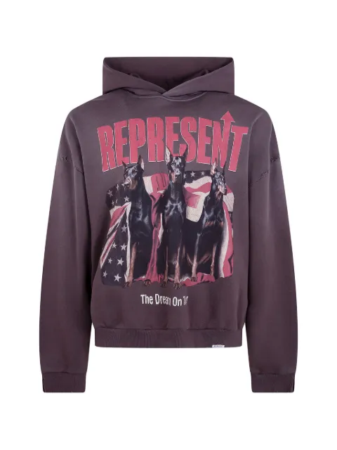 Represent graphic-print cotton hoodie