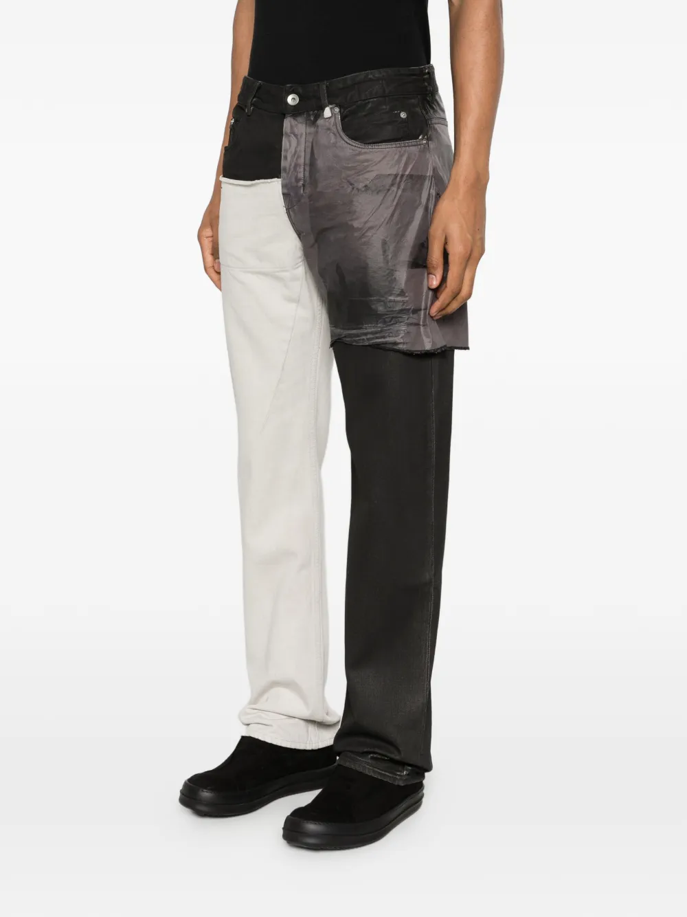  Rick Owens Drkshdw Patchwork Denim Jeans - Neutrals 