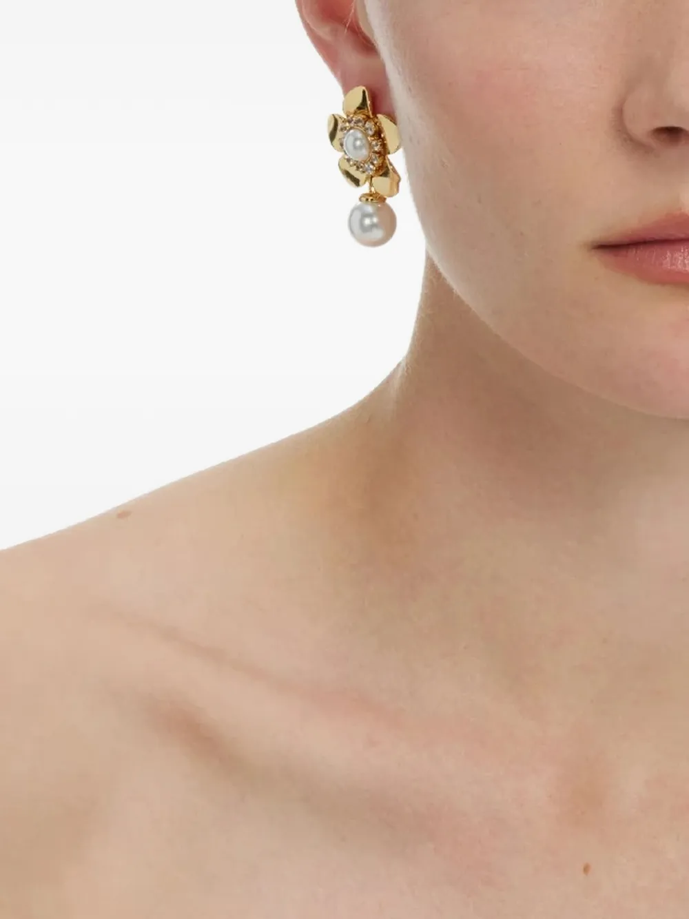  Self-portrait Flower Pearl Earrings - Gold 