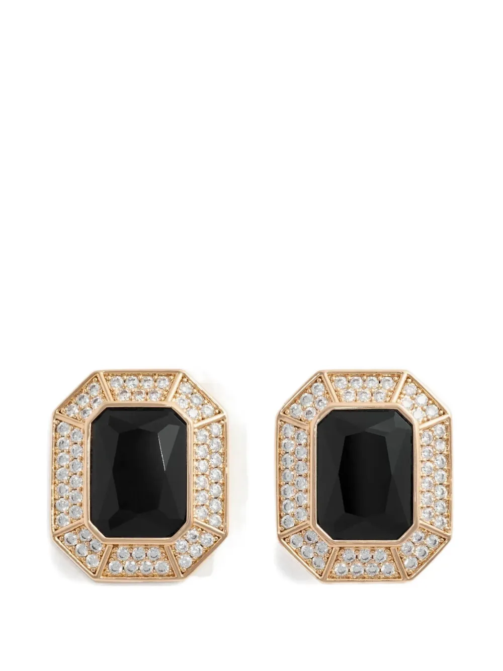 Self-Portrait crystal octagonal earrings - Oro