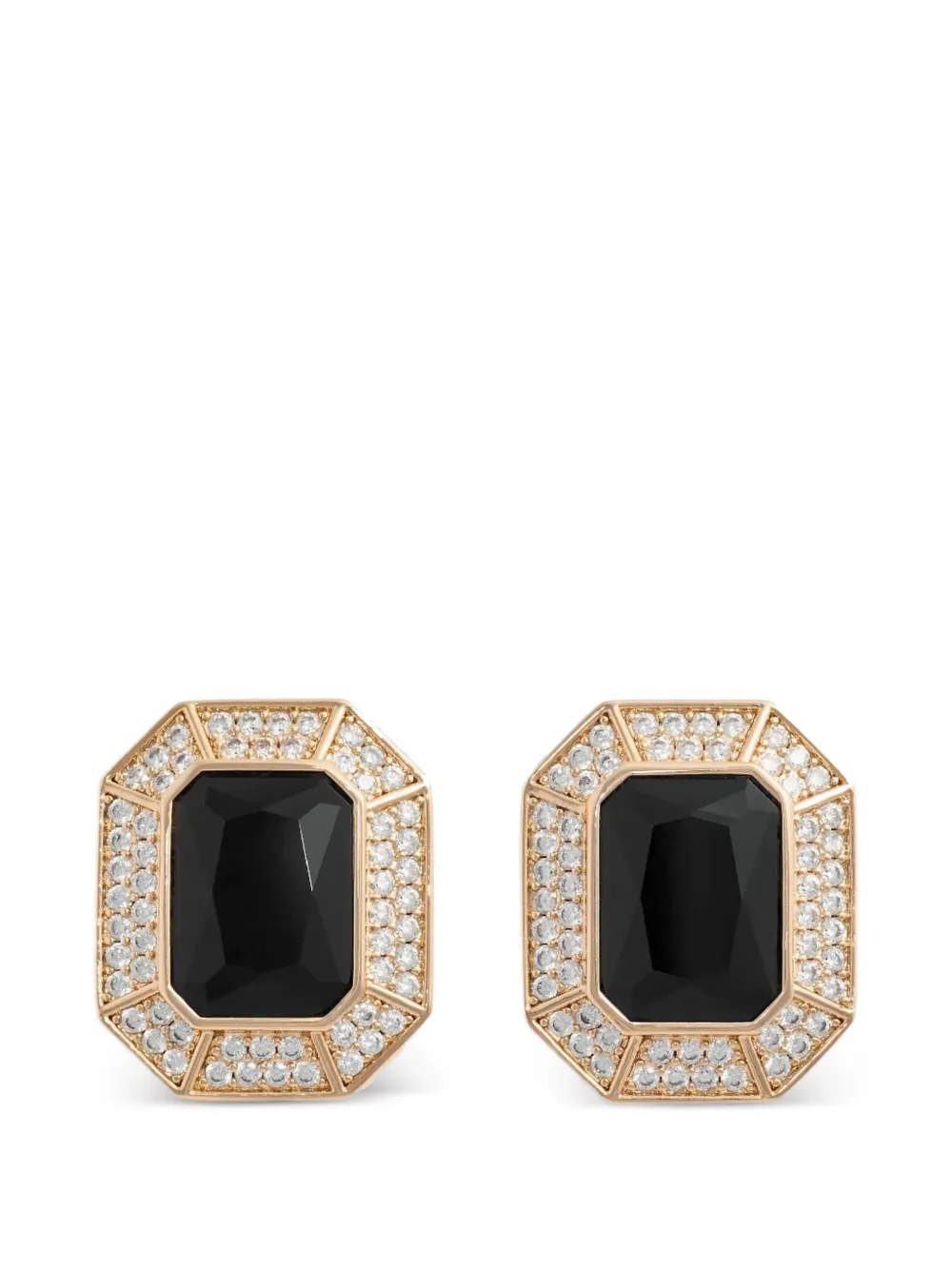 Self-Portrait crystal octagonal earrings - Oro
