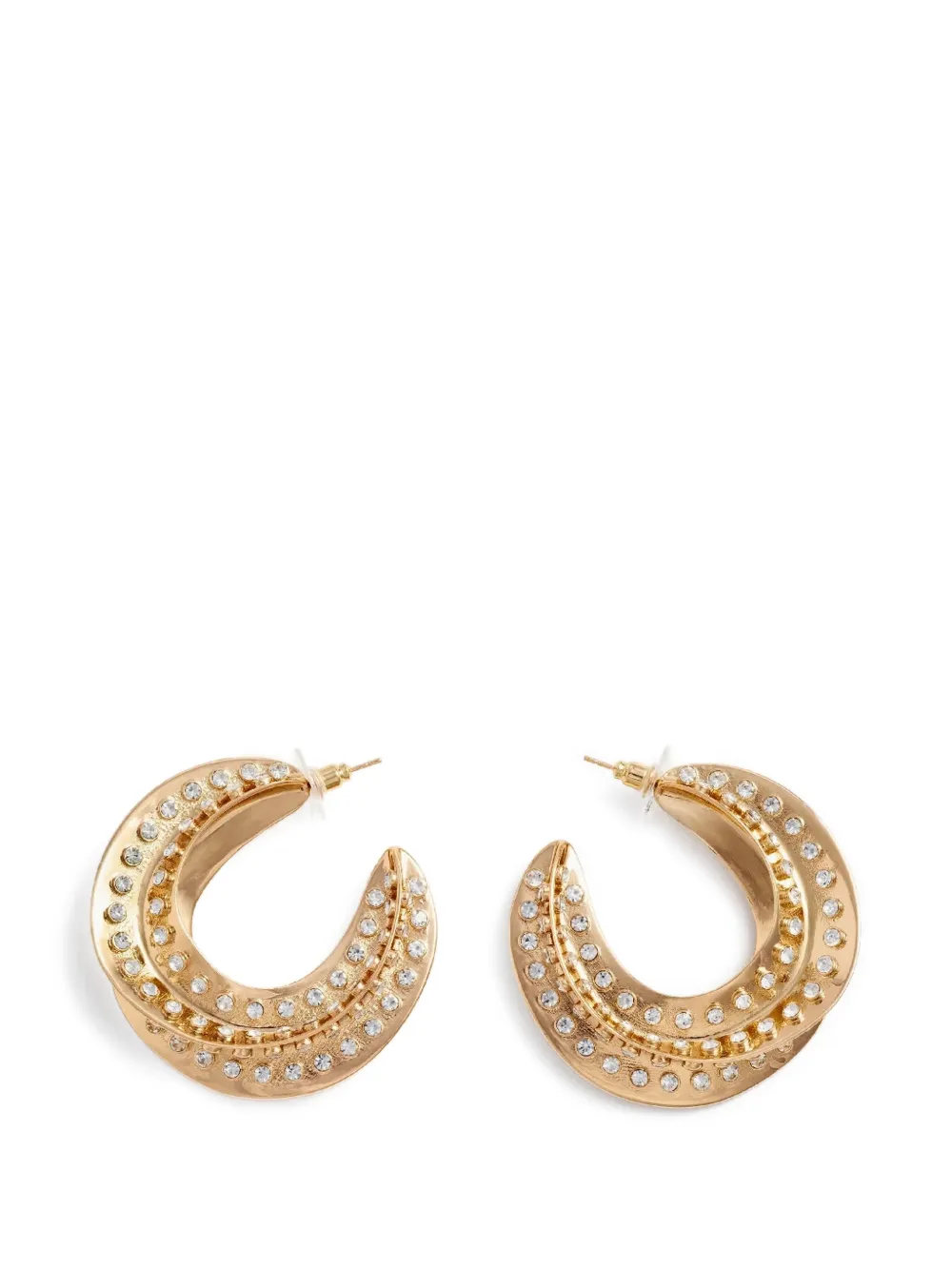 Self-Portrait twisted crystal earrings - Oro