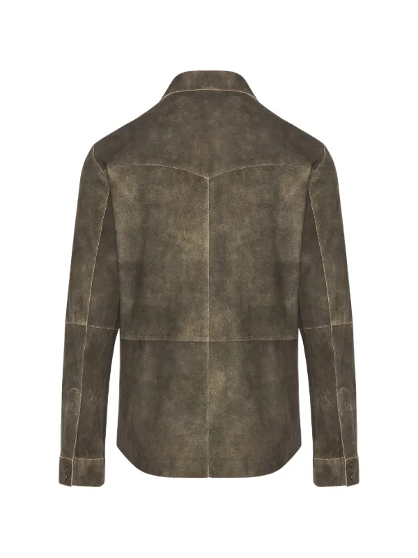 giogio brato オリーブグリーン レザージャケット Giorgio Brato シャツジャケット | グリーン | FARFETCH JP