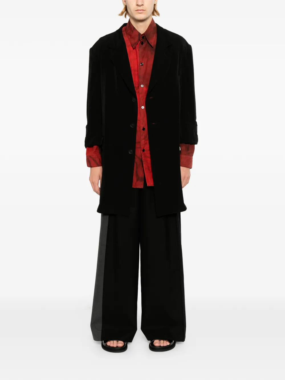 Yohji Yamamoto Blazer met manchetten met knopen Zwart