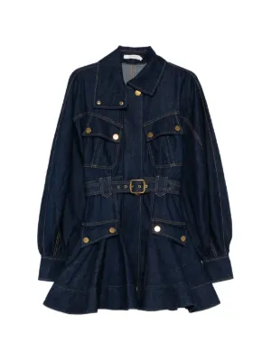 ZIMMERMANN tie-neck Denim Mini Dress | Blue | FARFETCH