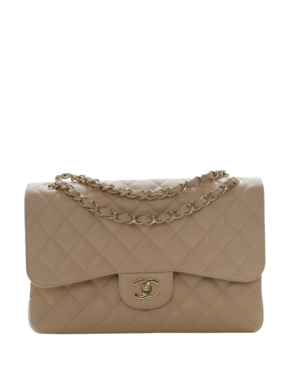 CHANEL Pre-Owned 2014-2015 Jumbo Classic Caviar Double Flap shoulder bag - Marrone