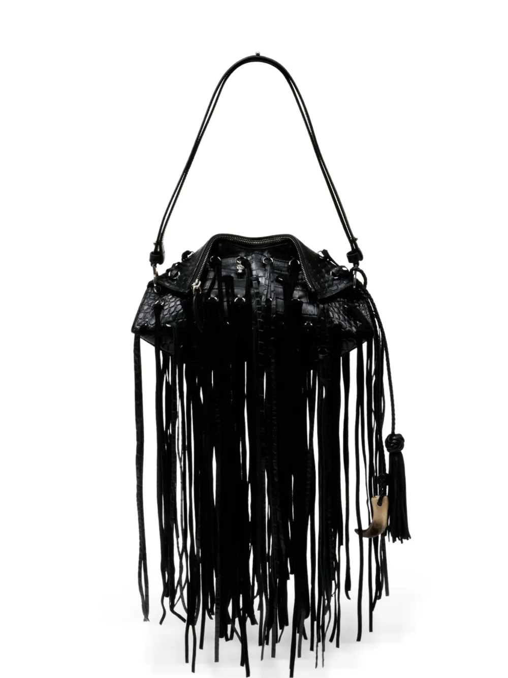 Alexander McQueen Manta fringed clutch bag - Nero