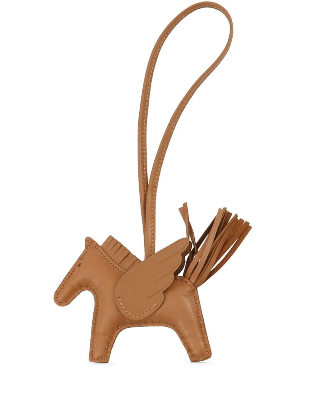 Hermès Pre-Owned 2024 Milo Lambskin and Swift Grigri Rodeo Pegase Bag Charm PM key chain - Marrone