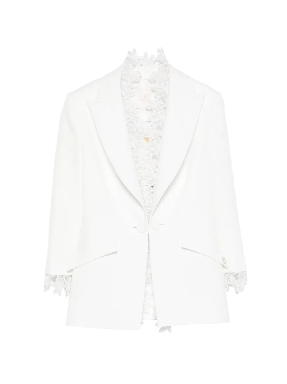 Babylone Paris lace-trim blazer - Bianco