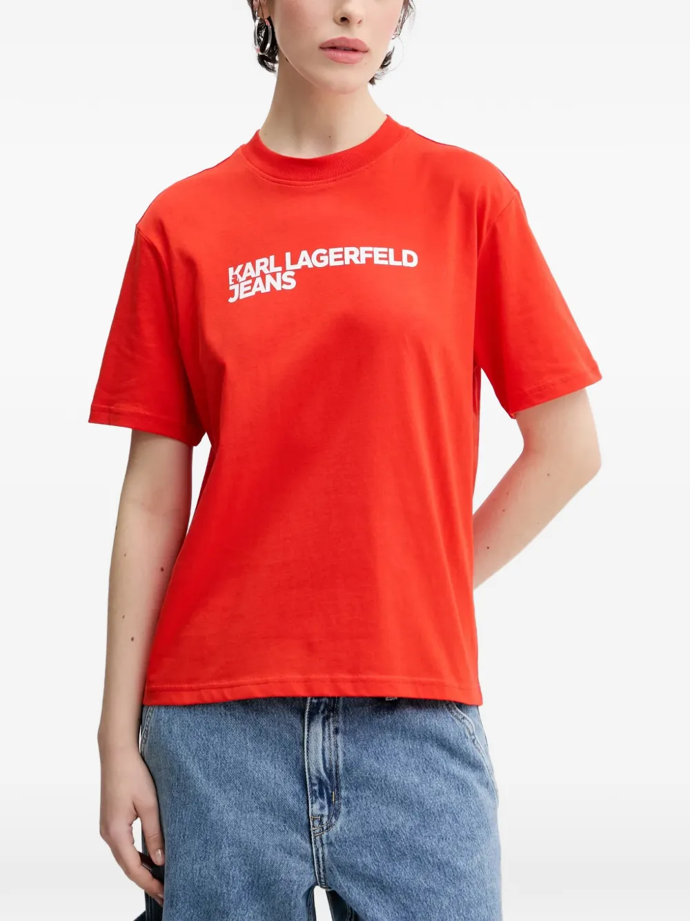 Karl Lagerfeld Jeans T-shirt con logo sul petto - Rosso