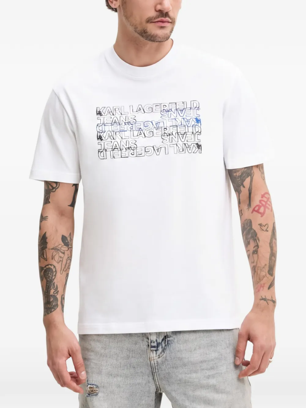 Karl Lagerfeld Jeans logo-print short-sleeve T-shirt - Bianco