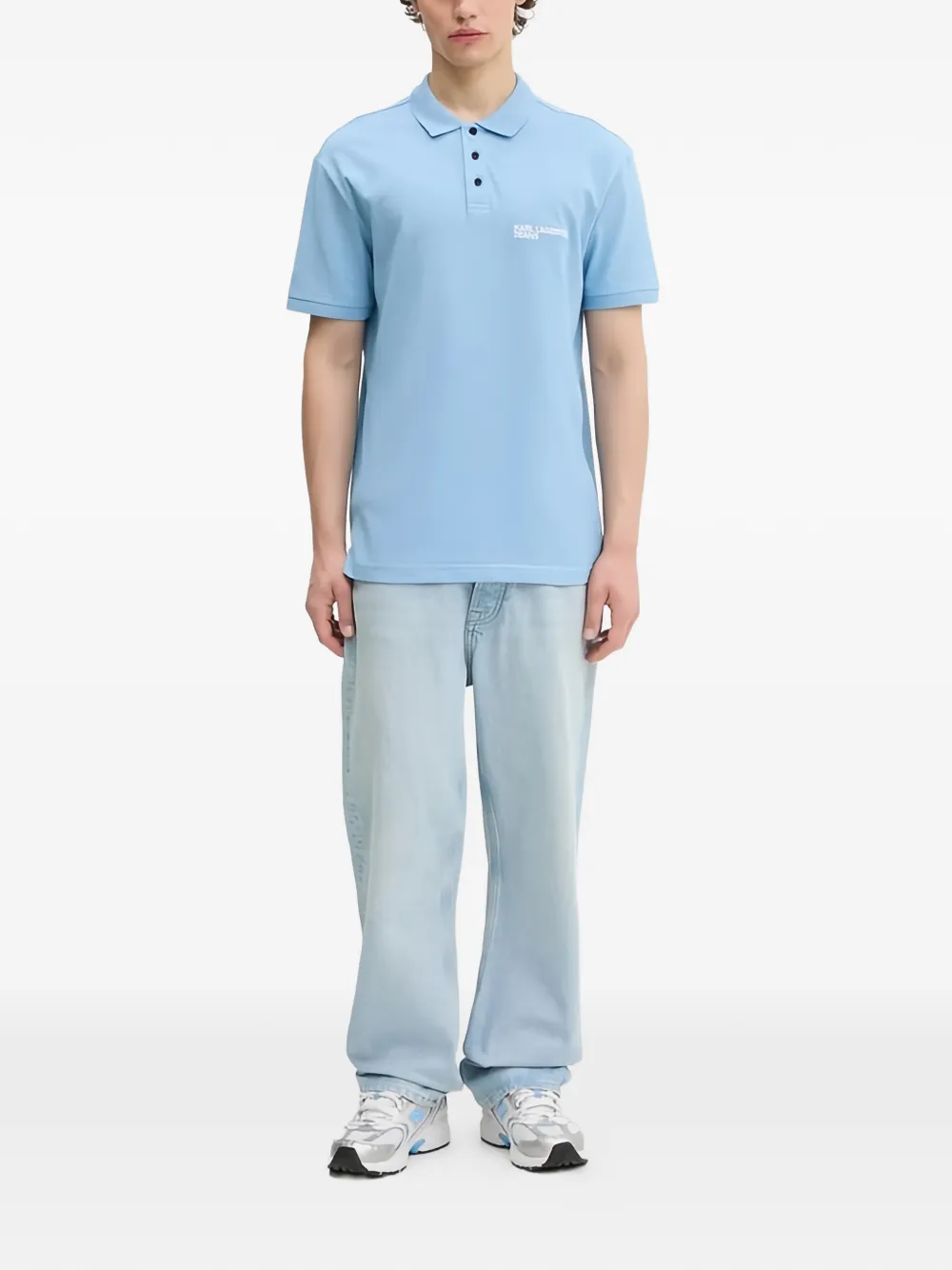 Karl Lagerfeld Jeans Poloshirt met knopen Blauw