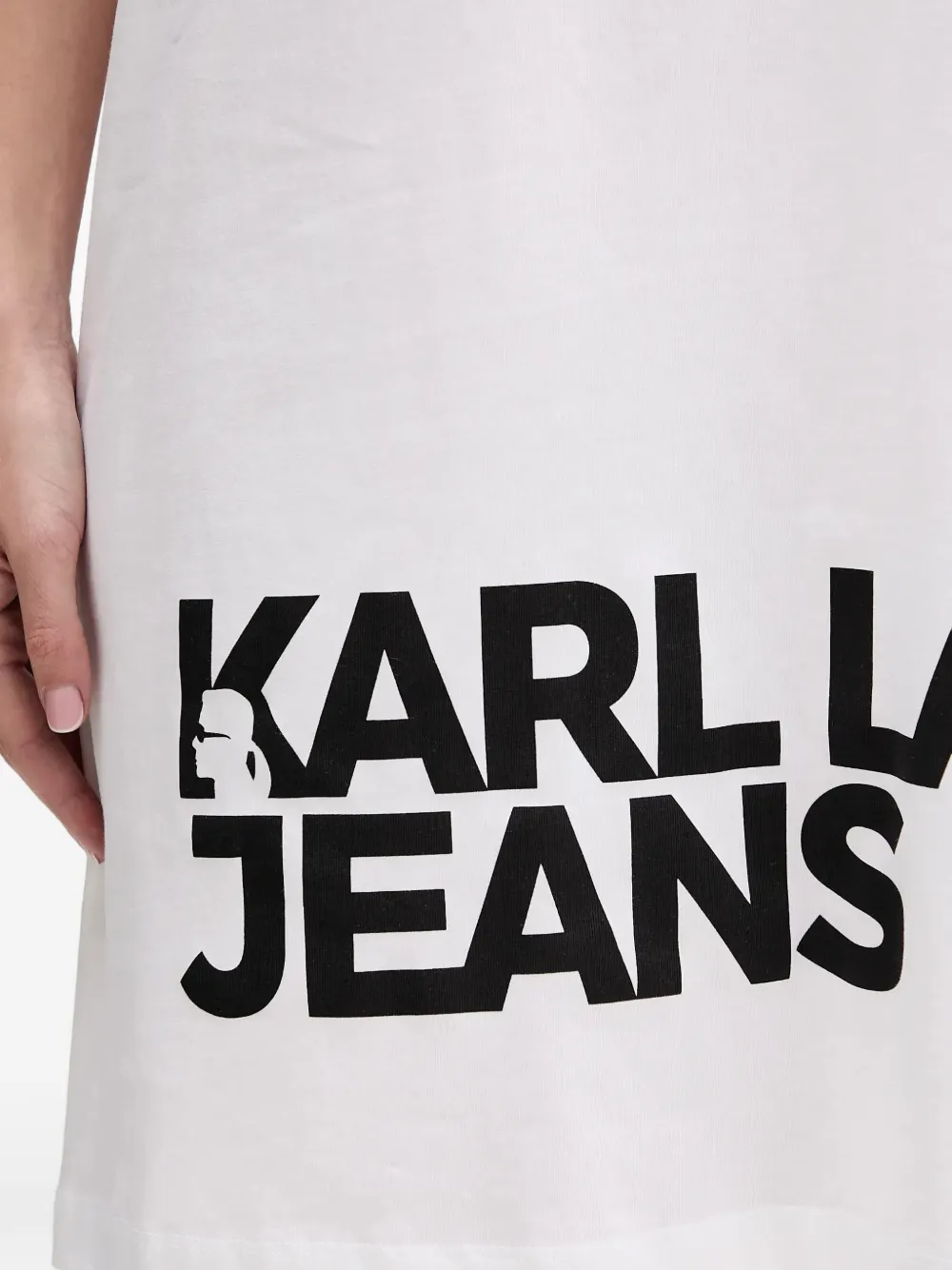 Karl Lagerfeld Jeans Mini-jurk met ronde hals Wit