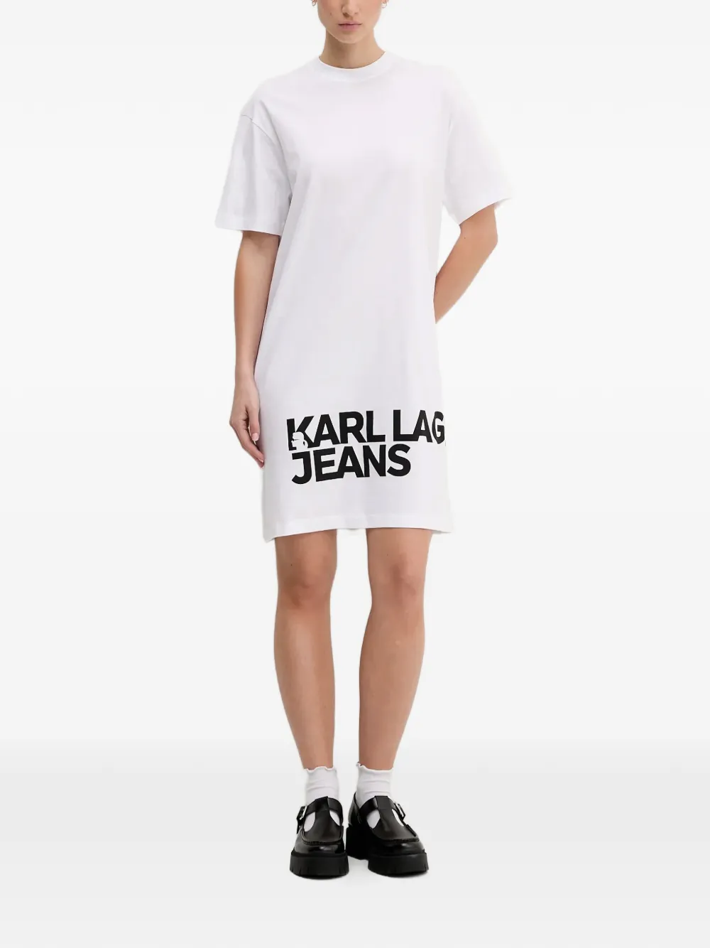 Karl Lagerfeld Jeans Mini-jurk met ronde hals Wit