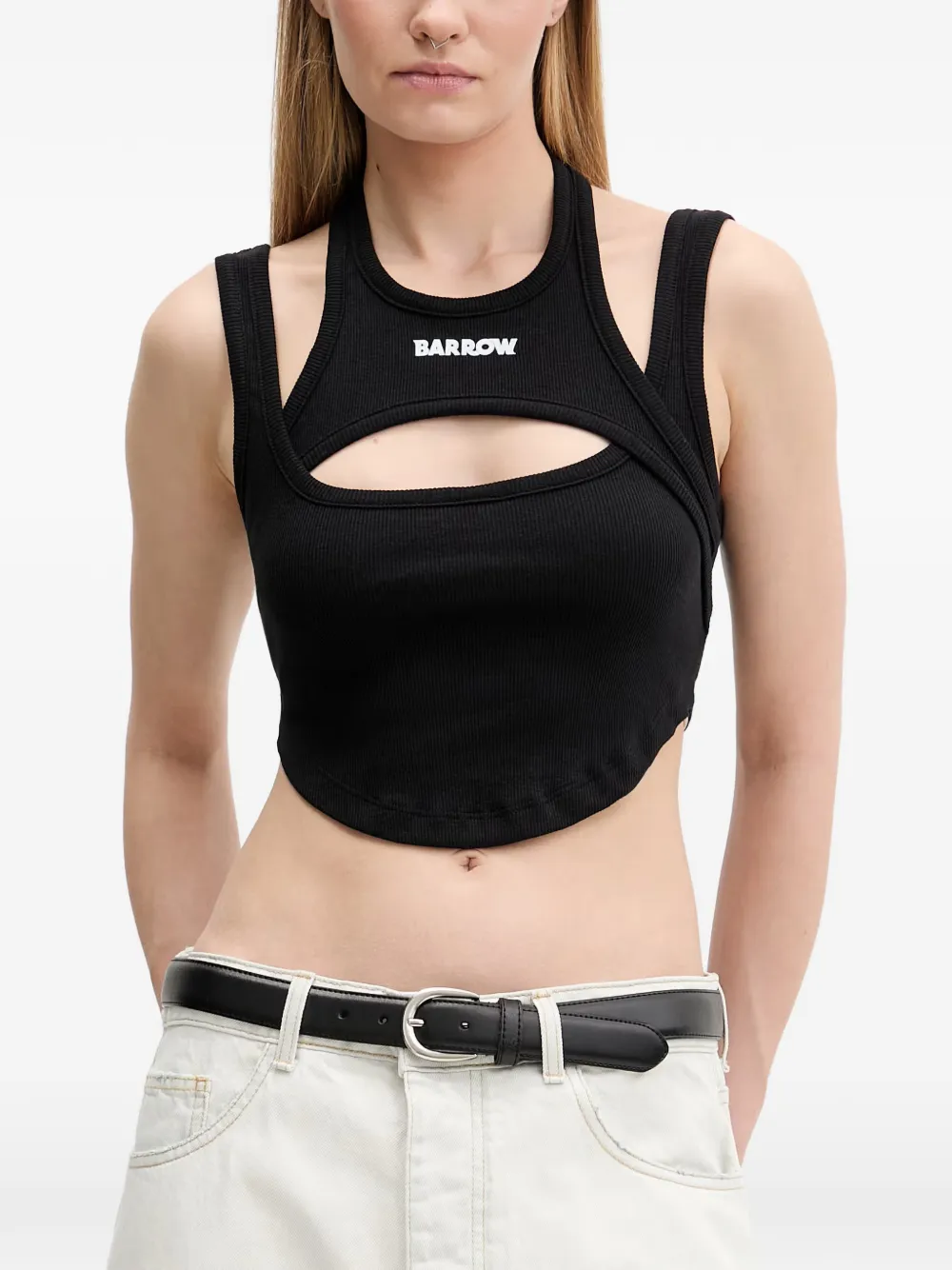 BARROW Top crop con dettaglio cut-out - Nero