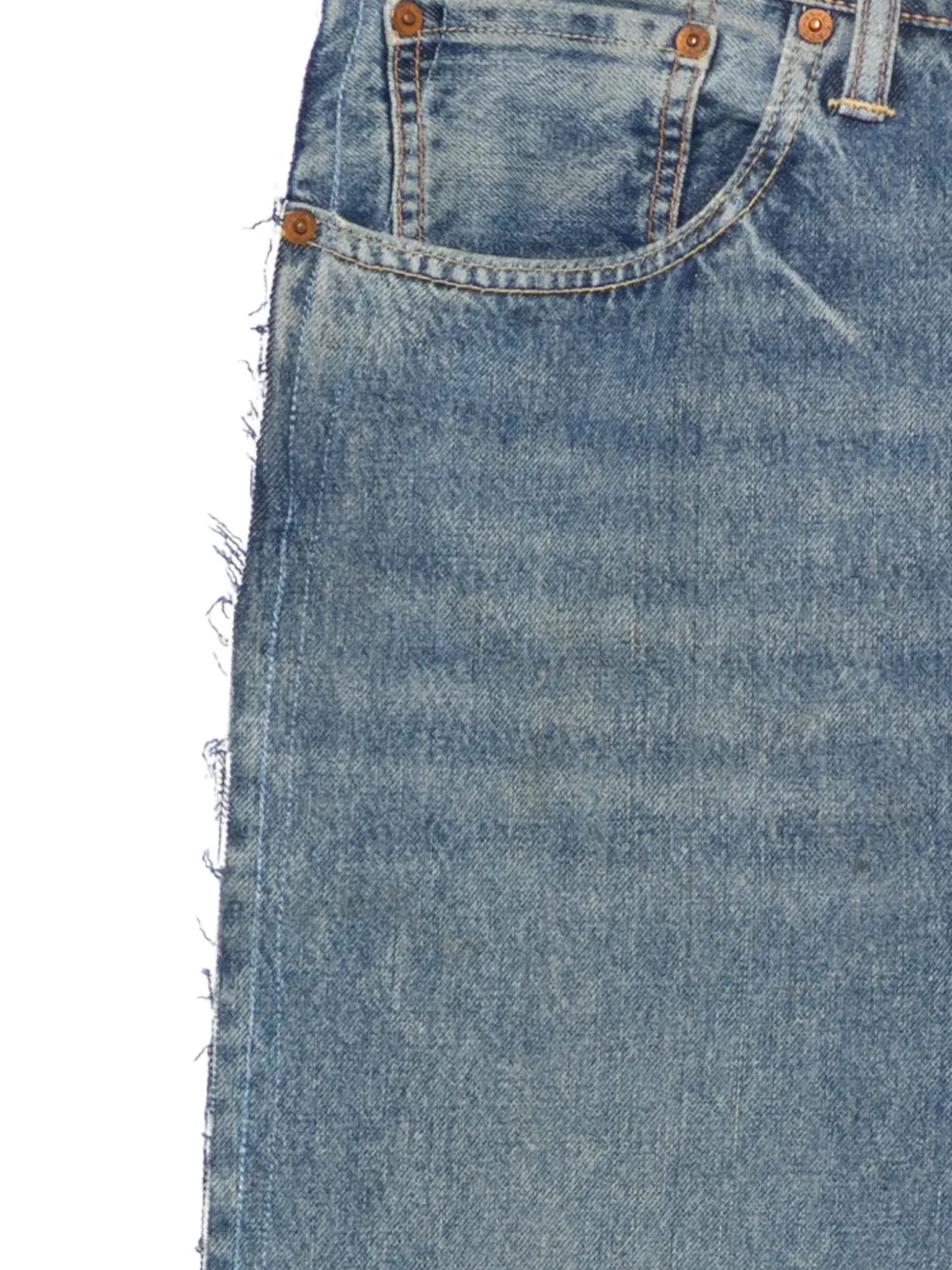 PROTOTYPES Gerafelde straight jeans Blauw