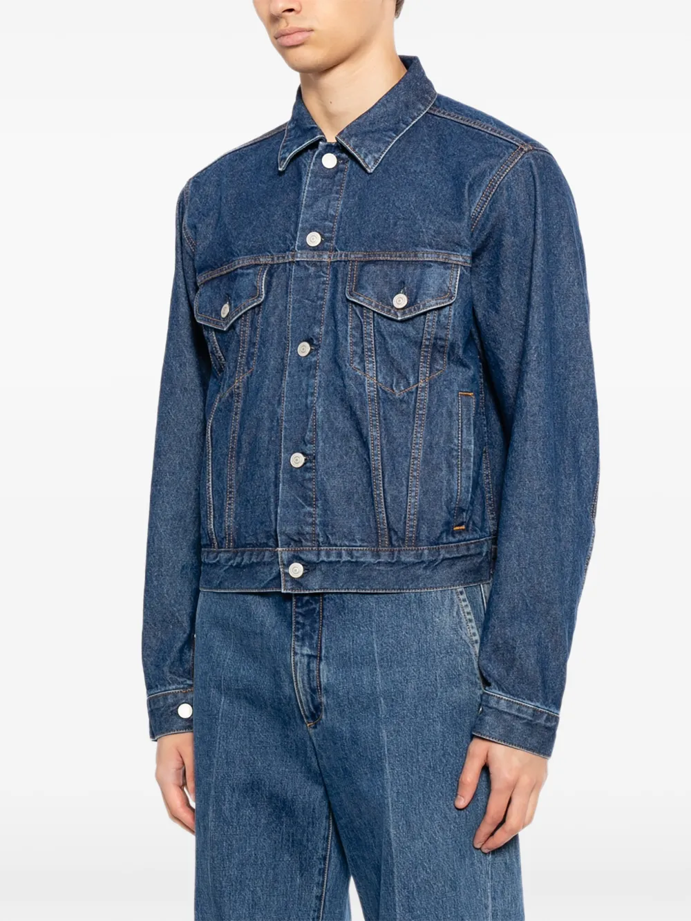  Masu Contrast-stitch Denim Jacket - Blue 