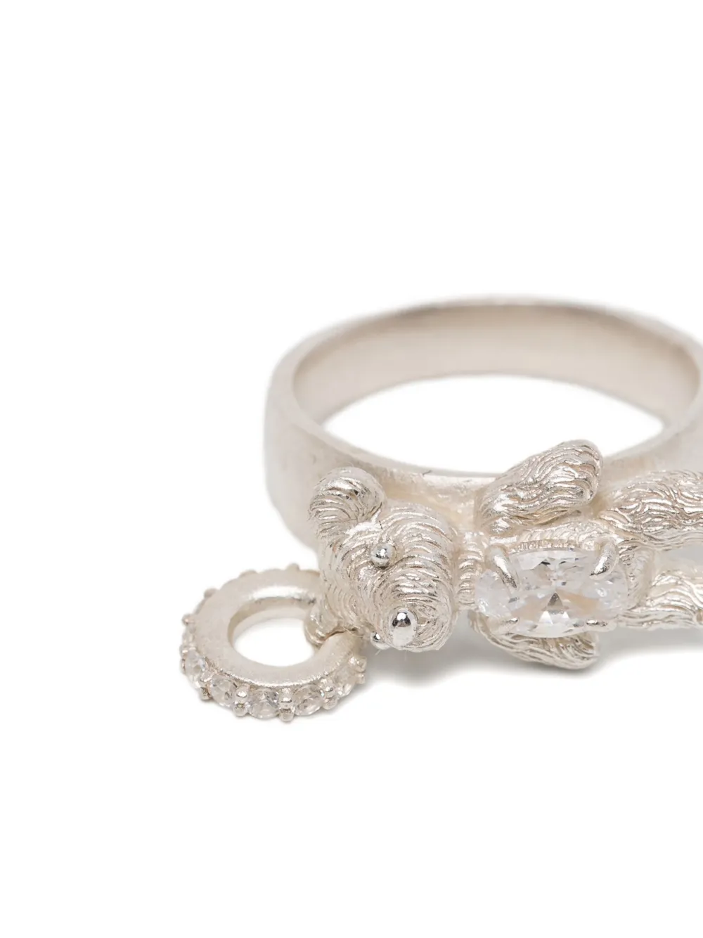  Yvmin Floral Bow Ring - Silver 