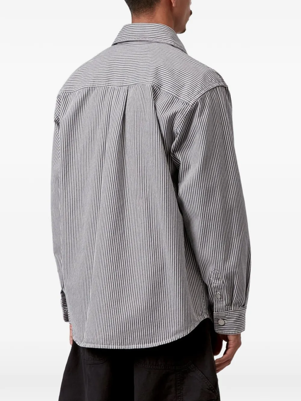 Carhartt WIP Mercer gestreept shirtjack met klepzak Zwart
