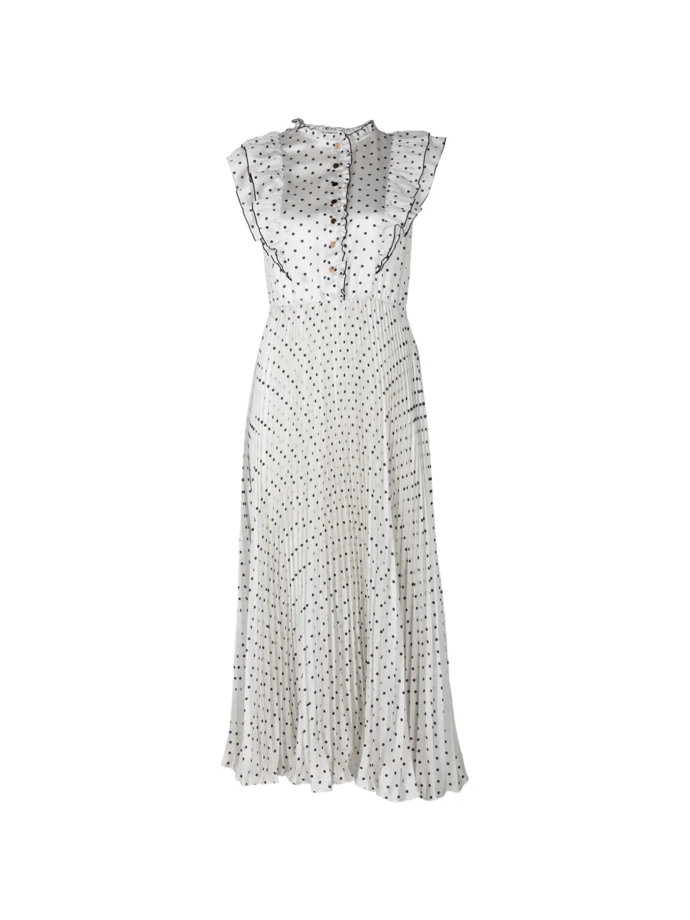 Self-Portrait ruffled polka-dot mid dress - Toni neutri