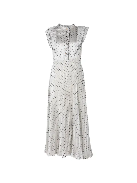 Self-Portrait ruffled polka-dot mid dress