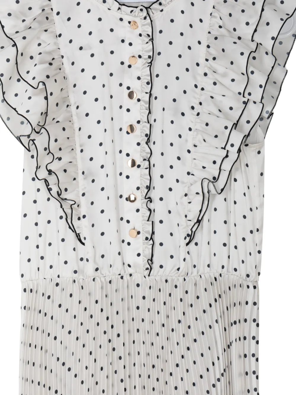 Self-Portrait Midi-jurk met stippen en ruches Beige