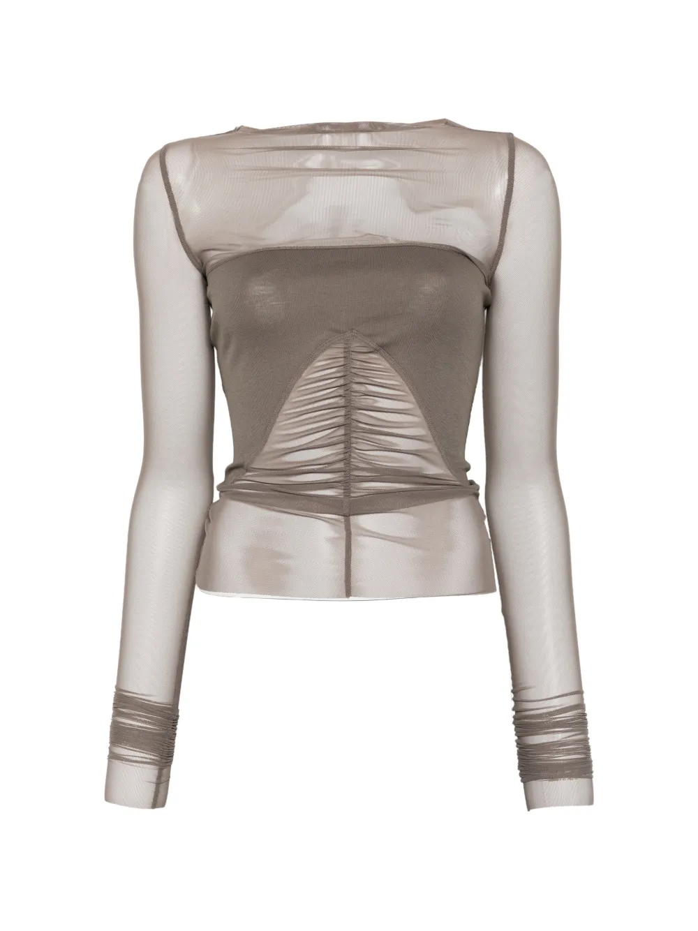 Rick Owens ruched long-sleeve T-shirt - Marrone