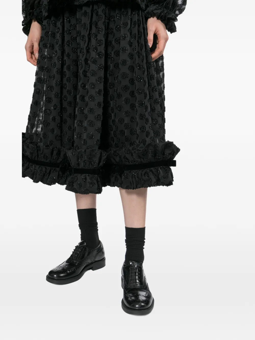 Noir Kei Ninomiya Midi-rok met stippen en ruches Zwart