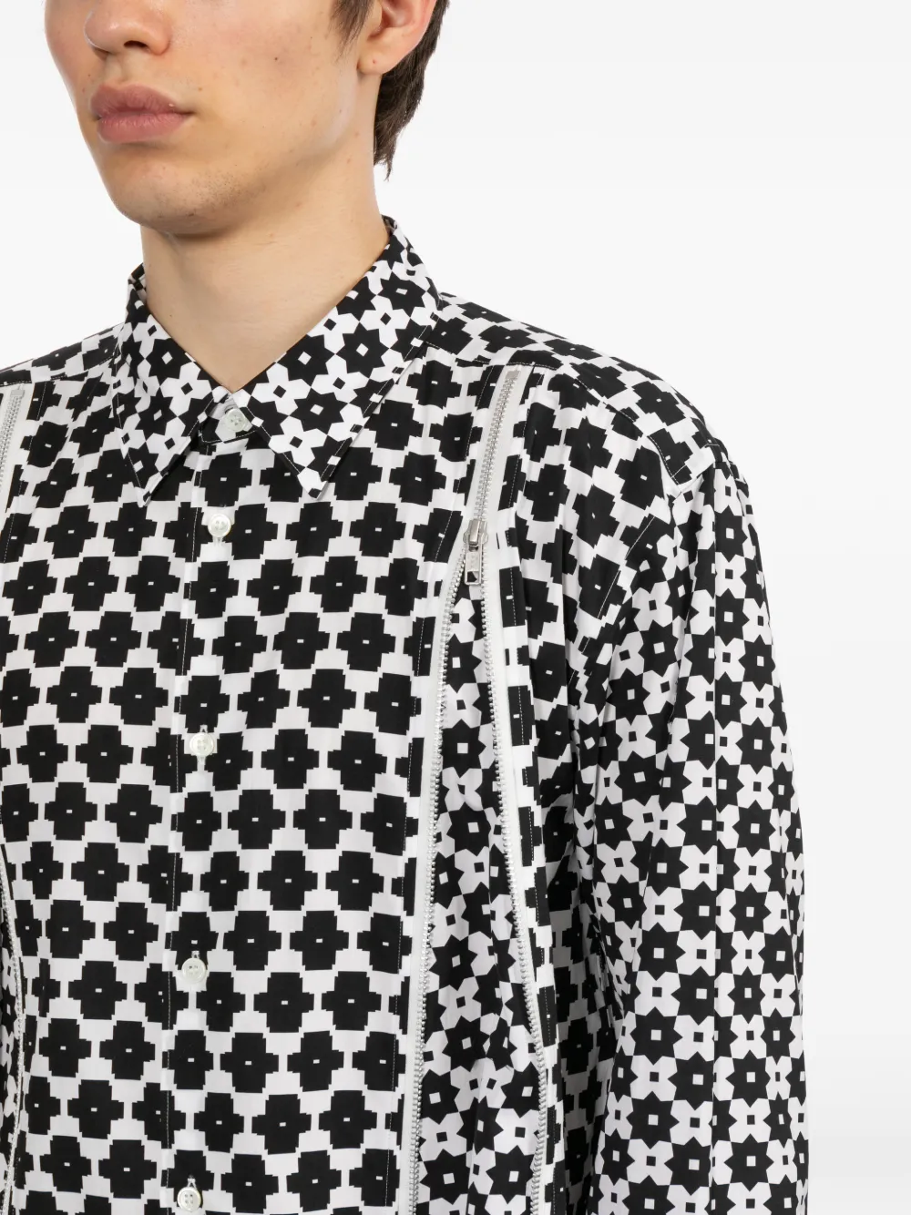 Comme des Garçons Homme Plus Overhemd met geometrisch patroon Wit
