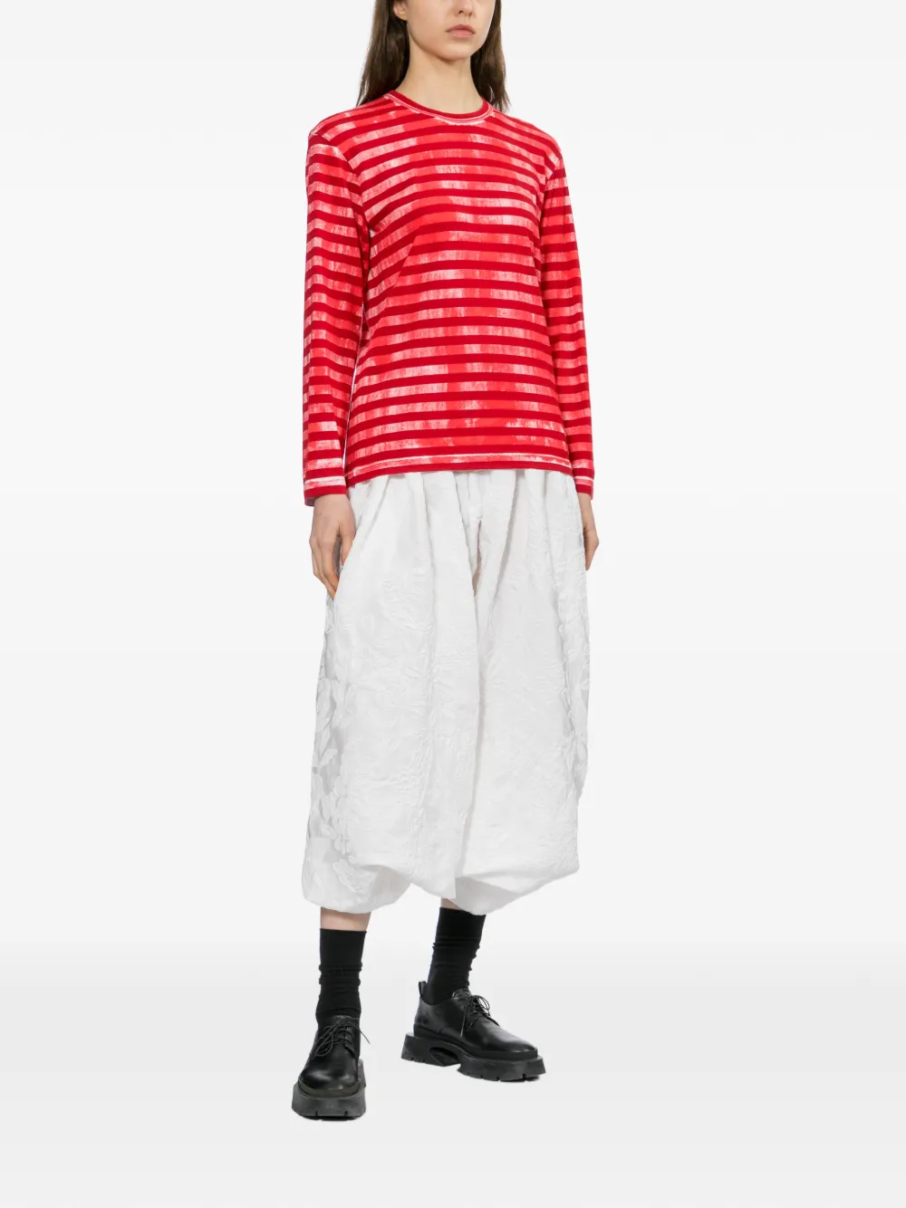 Comme Des Garçons Gestreept T-shirt Rood