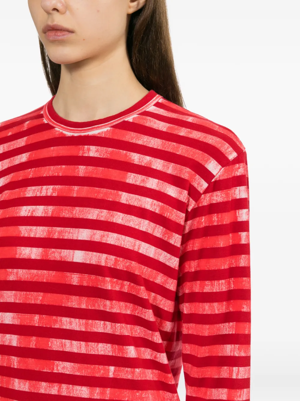 Comme Des Garçons Gestreept T-shirt Rood