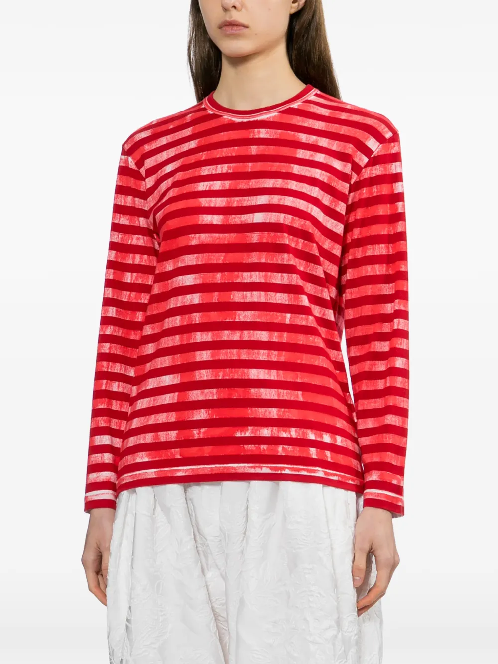 Comme Des Garçons Gestreept T-shirt Rood
