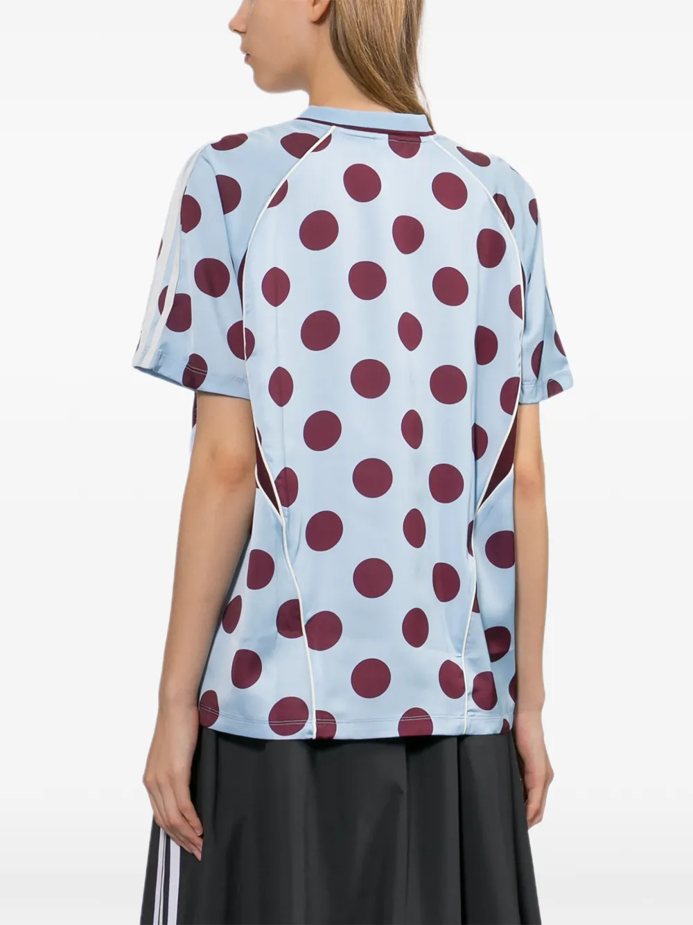 adidas T-shirt met stippen en V-hals Blauw