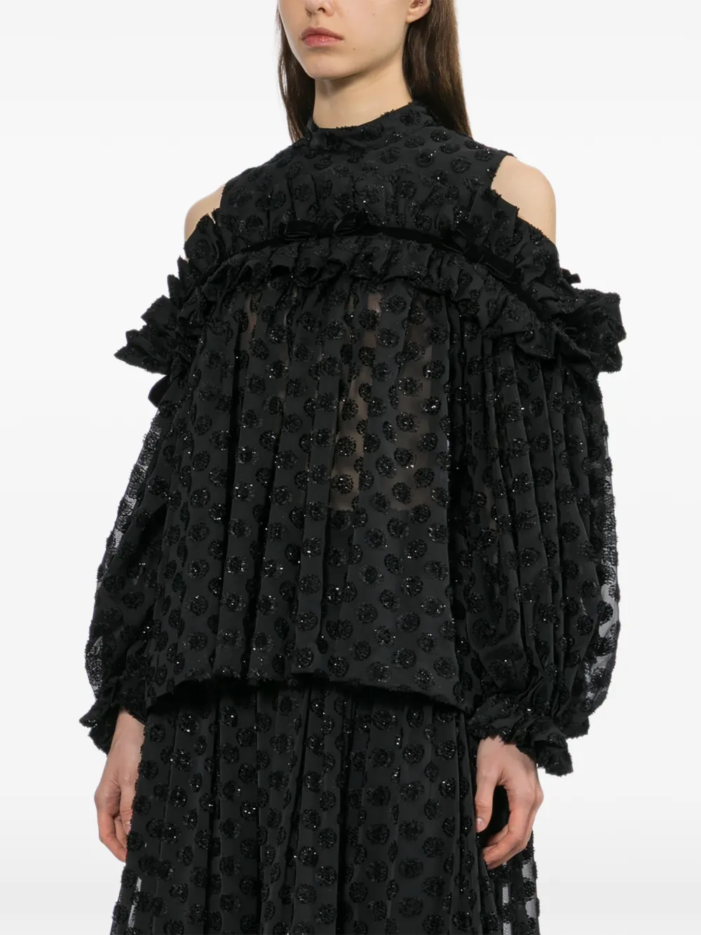 Noir Kei Ninomiya SHirt met kralen Zwart