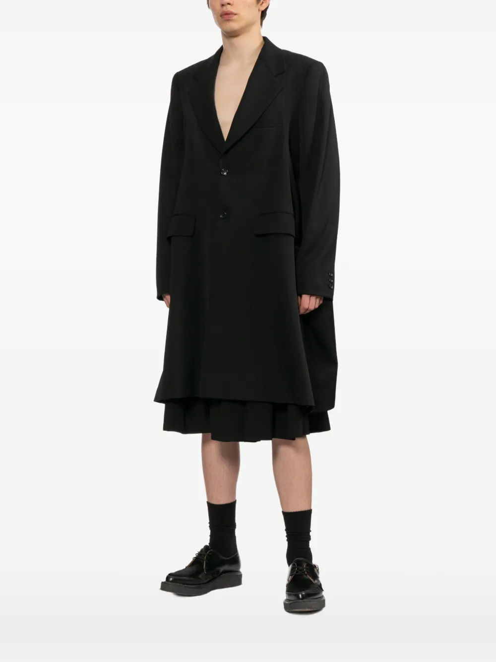 Comme des Garçons Homme Plus Wollen jas met enkele rij knopen Zwart
