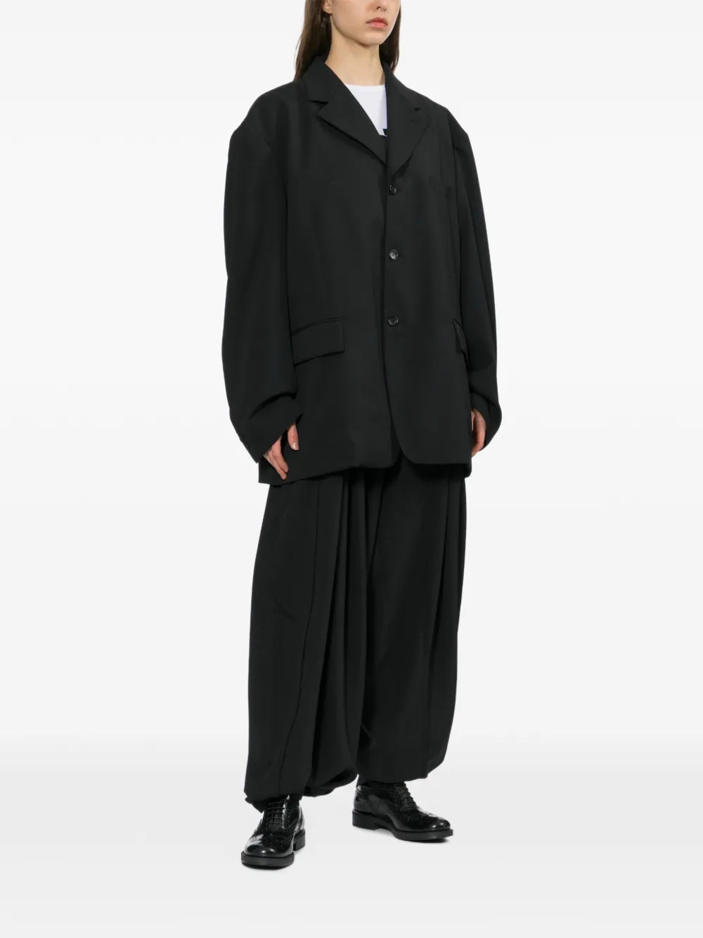 Black Comme Des Garçons Geplooide broek Zwart