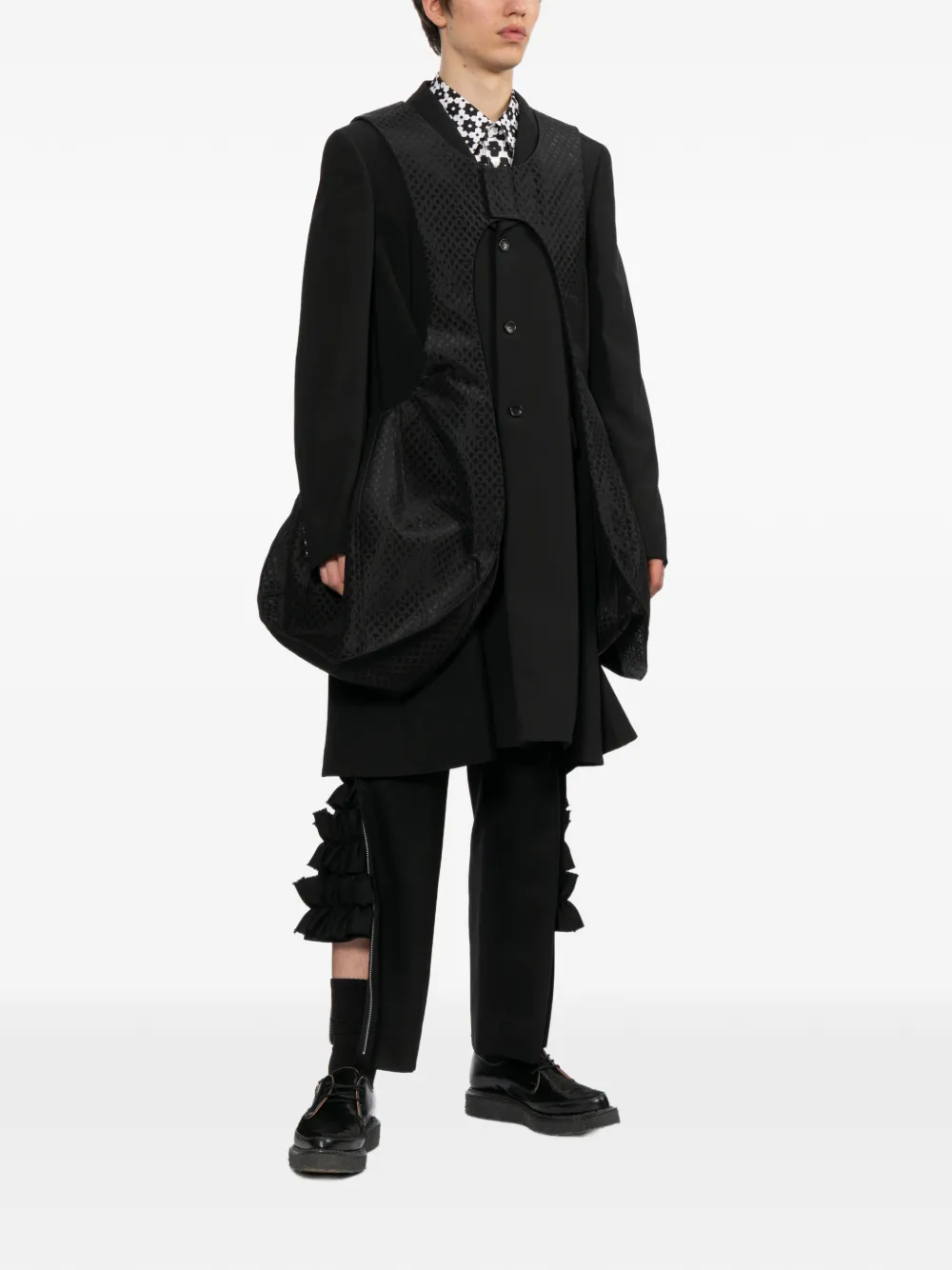 Comme des Garçons Homme Plus Broek met ruches en rits Zwart