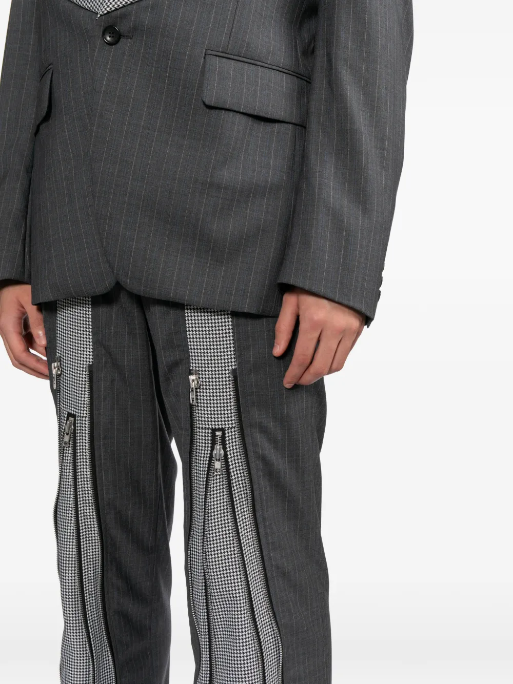 Comme des Garçons Homme Plus Broek met patchwork en rits Grijs