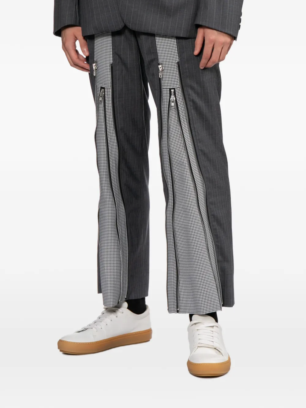 Comme des Garçons Homme Plus Broek met patchwork en rits Grijs