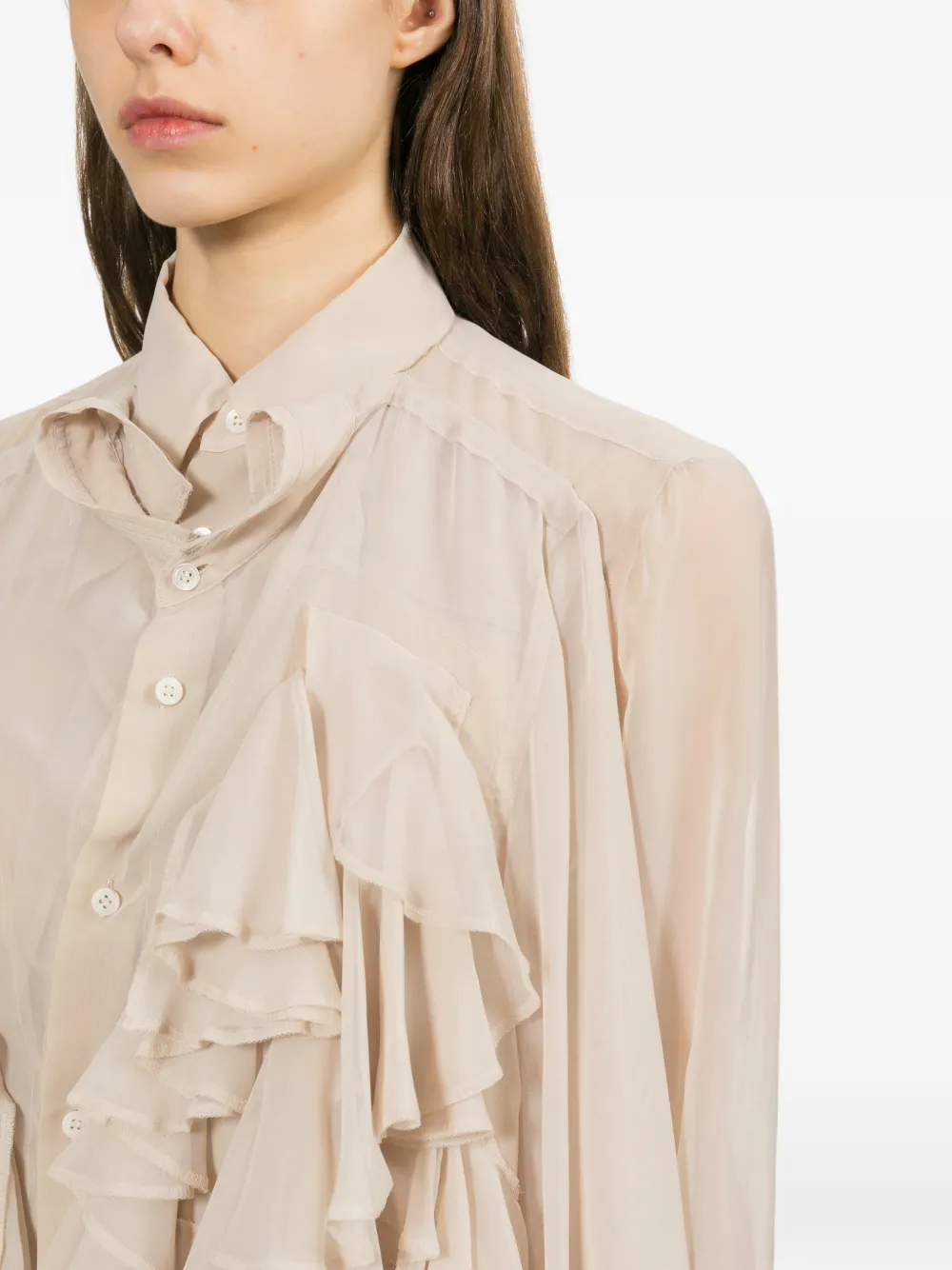 Comme Des Garçons Shirt met ruches Beige