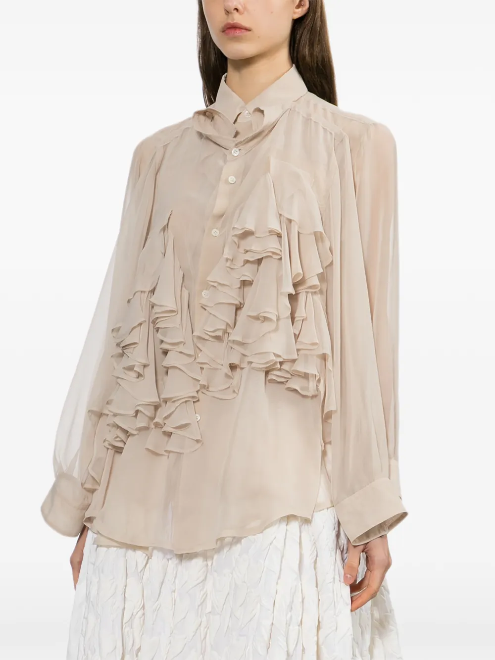Comme Des Garçons Shirt met ruches Beige