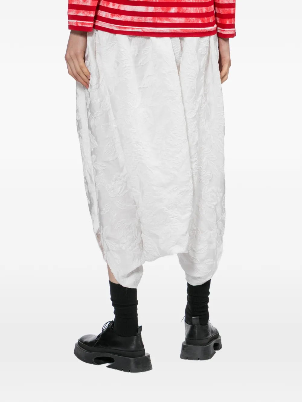 Comme Des Garçons Broek met geborduurde bloemen Wit