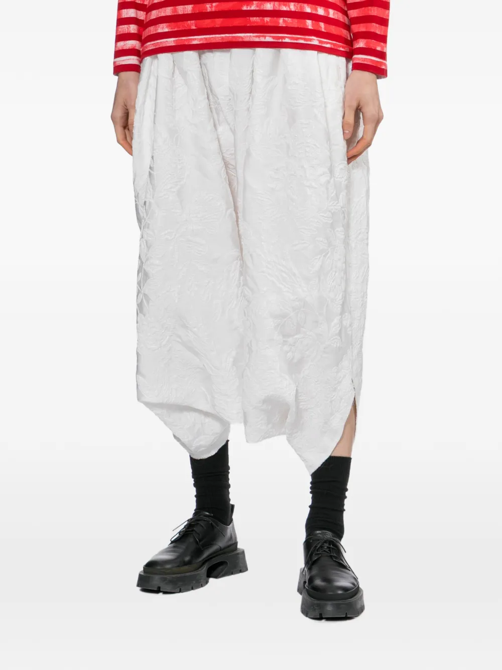 Comme Des Garçons Broek met geborduurde bloemen Wit