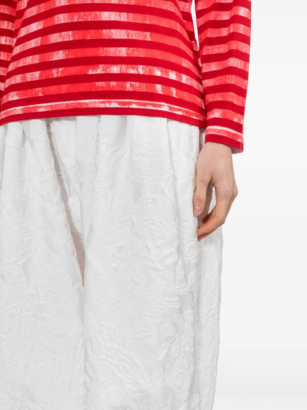 Comme Des Garçons Broek met geborduurde bloemen Wit