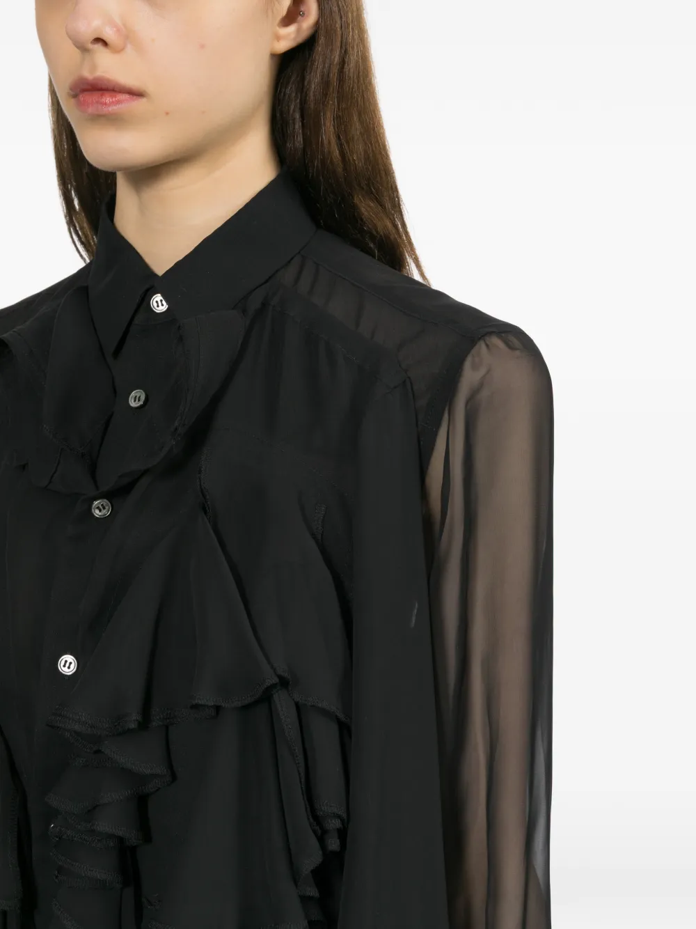 Comme Des Garçons Blouse met ruches Zwart