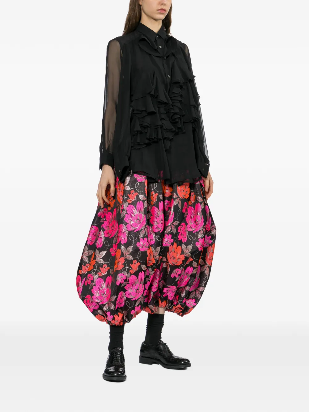 Comme Des Garçons Blouse met ruches Zwart