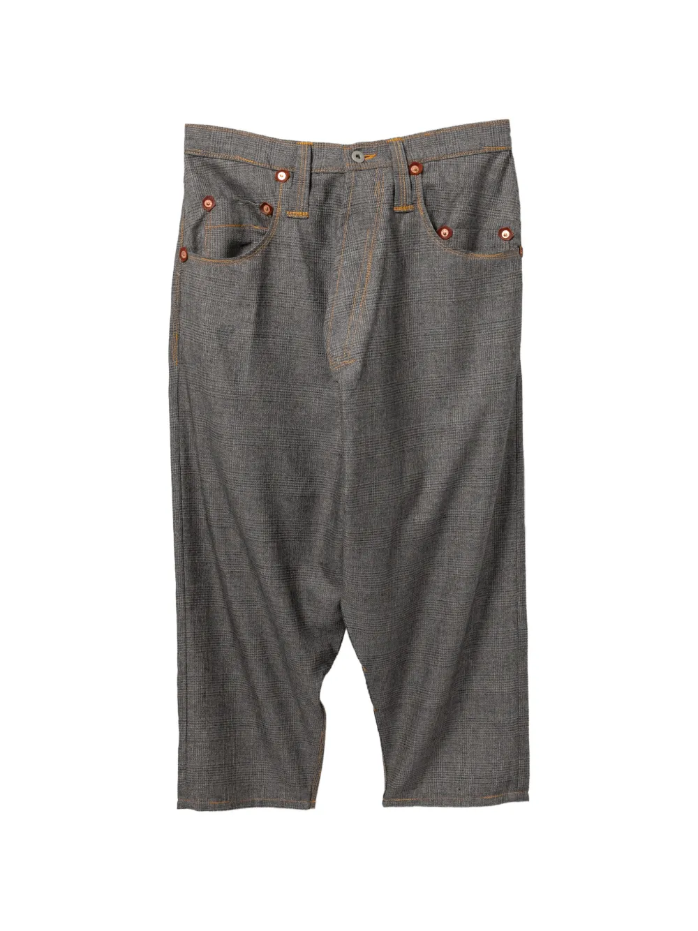 Junya Watanabe MAN Pantaloni Levi's crop a quadri - Marrone