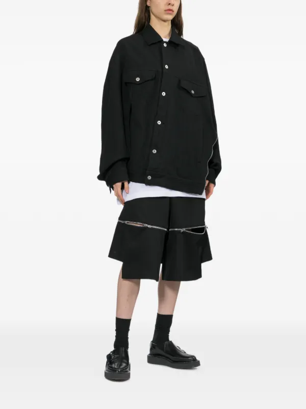 コムデギャルソンブラック　黒のプリーツ付きショートパンツ Black Comme Des Garçons ジップディテール ショートパンツ | ブラック