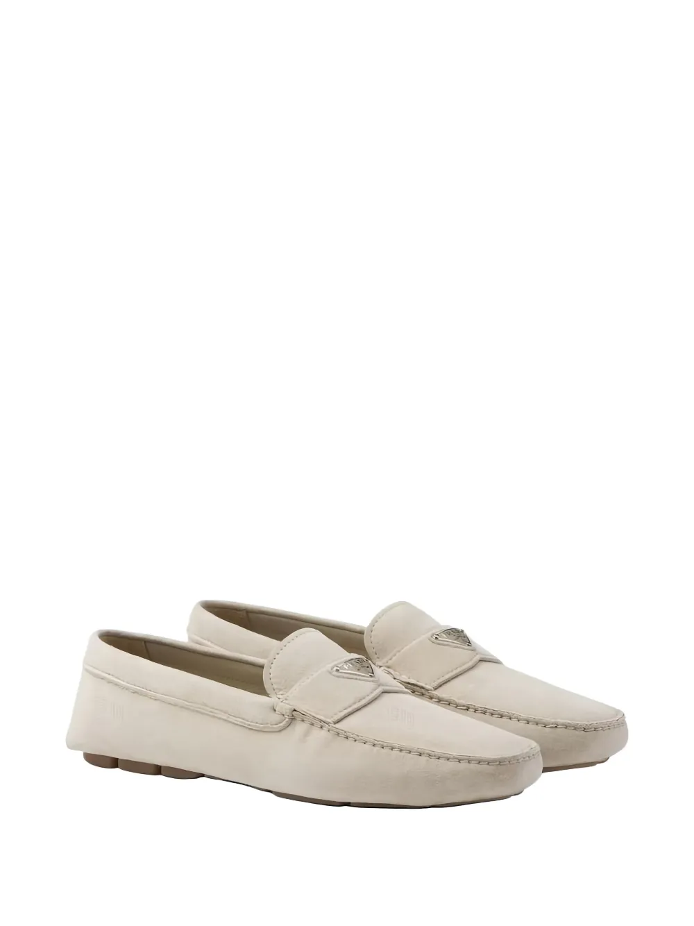 Prada logo-plaque loafers - Nude